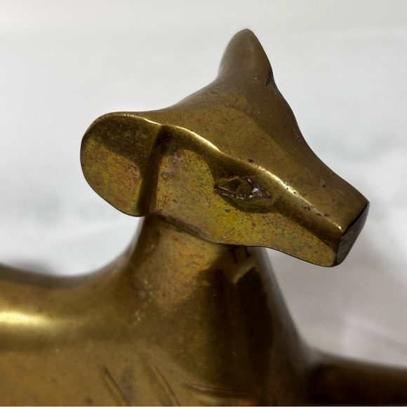 Brass Vintage Dog Figurine 7” Long Hollow FLAWED - Picture 2 of 10